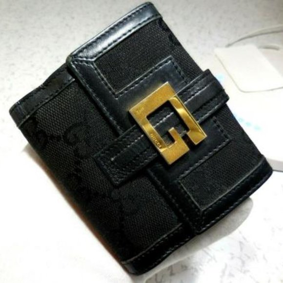 Gucci Black Guccissima Print Canvas XL Bi-fold - Picture 1 of 8